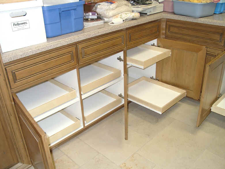 kitchen cabinet organization slide-outs roll-outs